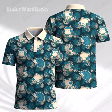 Snorlax Polo Shirt Relax Tropical Manga Anime Zip Polo Unique Video Game Gifts