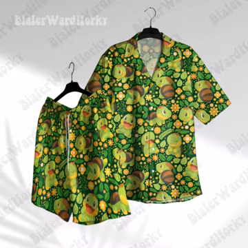 Turtwig Hawaiian Shirt -Grass type Earthy Anime Summer Colorful Nature Party Beach Top - Gifts for Anime Lovers