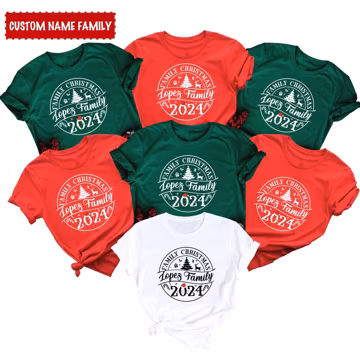Personalized Christmas Family Shirt, Custom Family Christmas 2024 Shirt, Custom Family Name Christmas Sweatshirt, Matching Christmas T-shirt