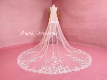 Soft Floral Lace Veil,Flower Lace Bridal Veil,Wedding Cathedral Veil,2 Tier Veil,Vintage Veil,Veil With Sequins,Blush Veil