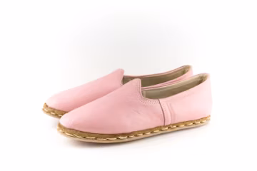 Women PINK SMOOTH Turkish Genuine Leather Handmade SPORT Yemeni Shoes, Natural, Colorful, Slip-On