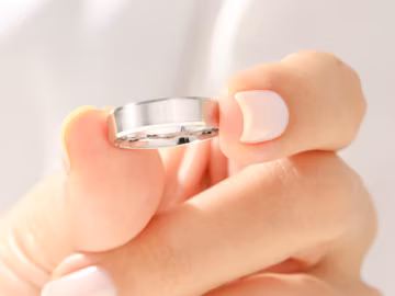 5mm Matte White Gold Bevel Wedding Band • Solid Gold Ring