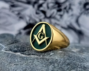 Custom Sterling Silver Masonic Ring: Freemason Symbol Jewelry