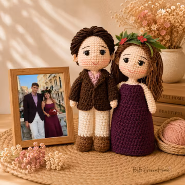 Couple Portrait Doll, Custom Couple Doll, Fathers Day Gift, Crochet Wedding Gift, Anniversary Gift Him Her, Look Alike Doll, Darlings Doll