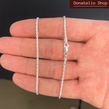 Italian Sterling Silver 925 2mm Rope Link Chain Necklace Men Women UNISEX