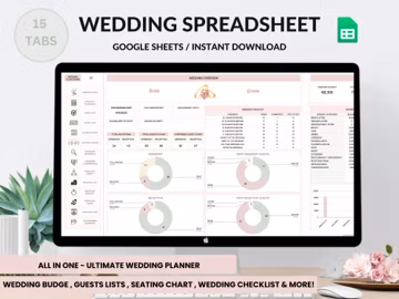 Digital Wedding Planner Spreadsheet: Budget, Checklist, Guest List (Google Sheets)