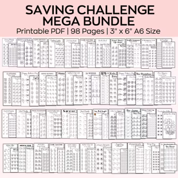 Money Savings challenges mega bundle, A6 saving Tracker Printables, Mini Savings Challenge, Budget Binder, Finance Planner, 100 Envelopes