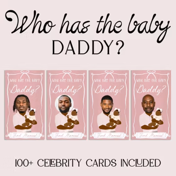 Hand Drawn Dusty Pink Baby Shower Who Has the Baby Daddy, Editable Game Template, Digital, , Dad-to-Be, Canva