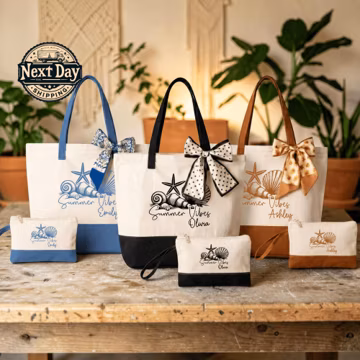 Custom Beach Tote Bag, Personalized Summer Vacation Gift, Coastal Name Tote, Beach Trip Bag for Her