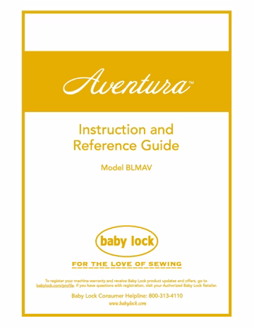 Baby Lock Aventura BLMAV Sewing Machine Instruction Manual