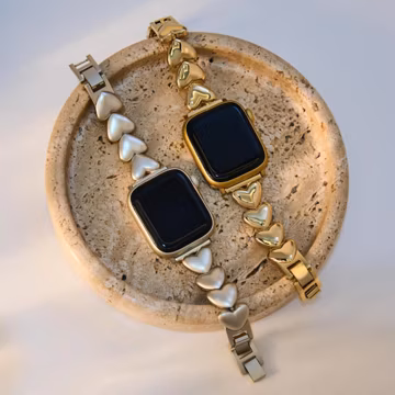 Heart Design Metal Apple Watch Band | Polished Jewelry Strap