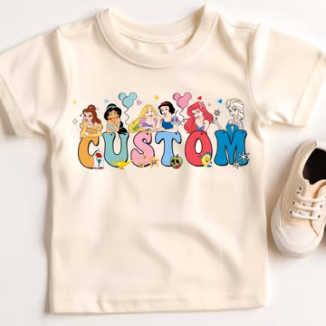 Custom Princess Name Shirt, Disney Princesses Alphabets T-Shirt, Princess Birthday Sweater, Disneyland Family Trip Shirt, Birthday Girl Tees