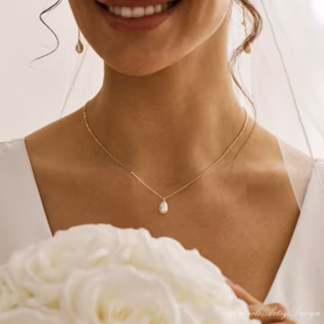 Natural Pearl Drop Necklace, Simple Pearl Pendant Necklace, Minimalist Gold Necklace, Wedding Necklace, Mother's Day Gift, Gifts for Her