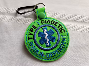 medical alert tag for backpack, type 1 diabetes medical bag tag, emergency medical condition tag, personalized gift for type 1 diabetic