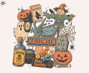 Retro Halloween Collage Png, Treaty Oak Png, Halloween Coquette Png, Spooky Scarecrow Png, Halloween Png, Spooky Png, Instant Download