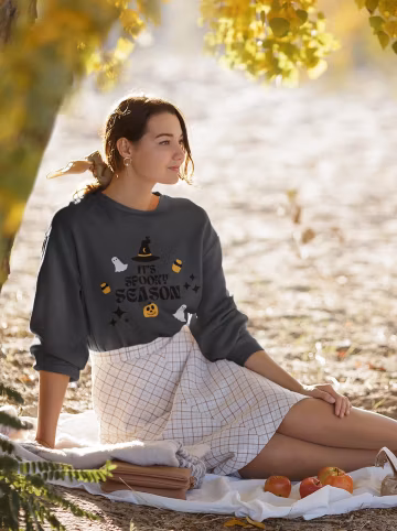 Its Spooky Season Unisex NuBlend® Crewneck Sweatshirt | Halloween Sweater | Halloween Shirt | Ghost | Pumpkin | Witch | Trendy | Cute | Gif