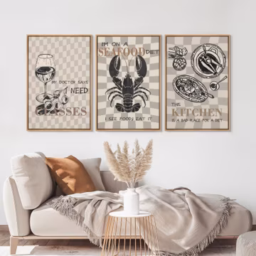 3 Pieces Framed Canvas Kitchen Wall Art | Kitchen Print Set | Modern Kitchen Decor | Kitchen Wall Art | Cheers Wall Art Prints