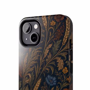Dark Aesthetic William Morris Autumn Floral Pattern Phone Case | Dark Botanical Tough Phone Case