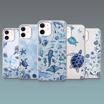 Aquatic Phone Case Ocean Sea Turtle Cover for iPhone 17, 17Pro, 16, 15, 14, 13, 12, Samsung S25, S24, S23, A16, A56, A55, Pixel 10Pro, 9A, 8
