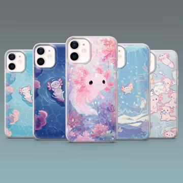 Axolotl Phone Case Kawaii Aesthetic Cover for iPhone 17, 17Pro, 16, 15, 14, 13, 12, Samsung S25Fe, S24, S23, A16, A56, A36, Pixel 10Pro, 9A