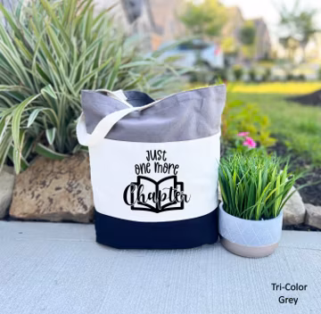 Just One More Chapter Tote Bag, Gift for Book Lovers, Reading Bag, Cute Birthday Gift, Teacher Tote Bag, Bookworm Tote, Library Tote Bag