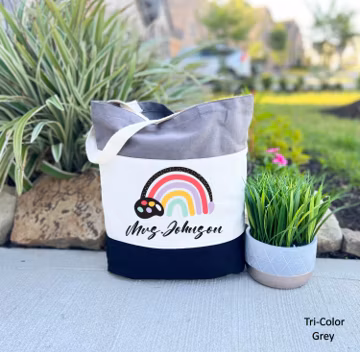 Personalized Art Teacher Tote Bag, Art Teacher Gift, Paint Brush Bag, Custom Teacher Bag, Art Lover Gift, Paint Teacher Gift, Artist Gift