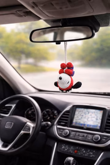 Crocheted Spider Hero Dog Car Charm, Hanging Keychain Decoration