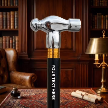 Customize Name wooden walking stick with Hammer Shape Handle, Black Three-Fold Cane, personalized Engraved