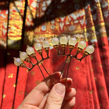 Hanfu Accessory, Women's Hairpin, Glaze Bead, Modern Stylish, Traditional Hanfu Decoration, Mother’s Day, Gift For Her