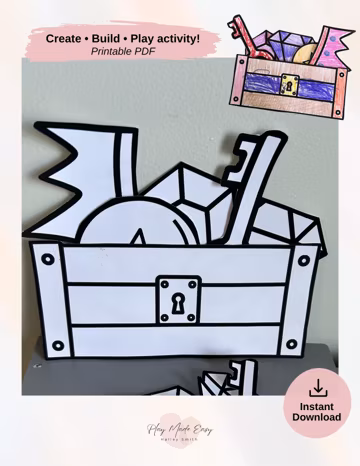 Treasure Chest Craft Printable | Pirate Build & Play Activity (Digital Download)