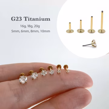 20G/18G/16G 1.5mm~4mm Push Pin Labret • Threadless Flat Back Earring • Tragus Stud • Helix Stud • Cz Stud • Cartilage Stud • Nose Stud