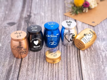 Custom Pet Cremation Urn - Engraved Mini Urn for Dog Ashes, Paw Print Memorial, Small Funeral Urn, Personalized Pet Loss Gift