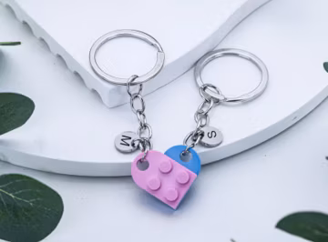 Personalized Initial Heart Keychain Set,Initials Matching keychains for her/ Friend/Couple ,Personalisation Couple Boyfriend Girlfriend Gift
