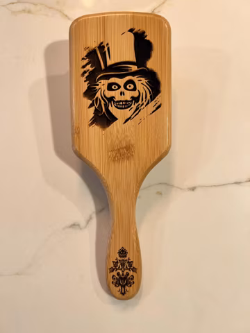Hatbox Ghost Engraved Bamboo Hairbrush - Haunted Mansion Inspired