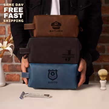 Personalized Leather Dopp Kit, Police Officer Gift, Retirement Graduation