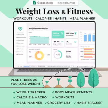 Weight Loss Tracker, Body Measurement Tracker, Macro Tracker, Food Tracker, Weight Loss Journal Digital, Weightloss Planner, Calorie Tracker