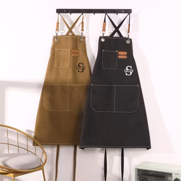 Personalized Canvas Apron for Men, Custom Name Canvas Workshop Apron, Barista Apron, Kitchen Apron with Pockets, Chef Apron