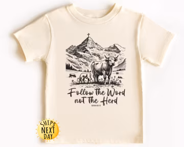 Follow The Word Not The Herd Toddler Shirt, Western Shirts for Kids,Farmer Life Toddler Shirt,Cute Natural Shirt,Toddler or Youth Sweatshirt