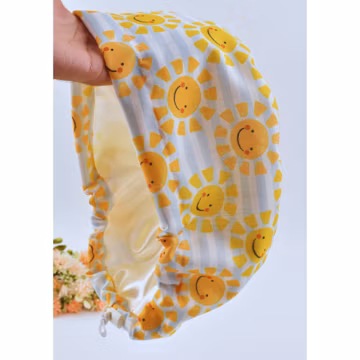 Summer Sun Euro Scrub Cap: Cotton Ponytail Surgical Hat, Satin Lined