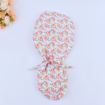 Floral Ponytail Scrub Cap: Rose Print, Satin Lined Surgical Hat