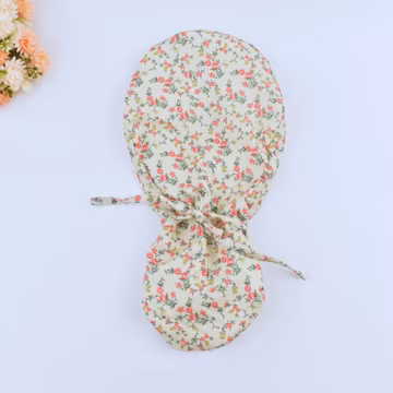 Pink Rose Floral Ponytail Scrub Cap: Satin Lined Cotton Surgical Cap