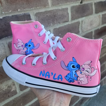 Stitch Angel Converse Personalized High Tops Sneakers For Girls