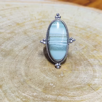 Variscite Gemstone Ring: Handmade 925 Sterling Silver Filigree Ring