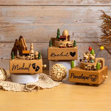 Personalized Wooden Music Box, Engraved Musical Box, Baby Keepsake Gift For Kids, Nursery Decor,Christmas Baby Musical Box,Baby Shower Gifts