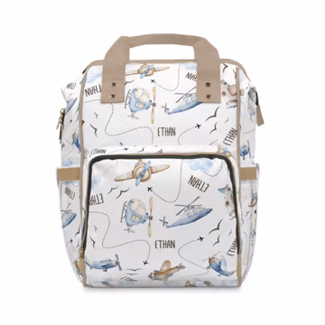 Airplane Diaper Backpack, Custom Baby Shower Gift, Travel Bag, Mommy Bag, Nursery Organizer, Diaper Tote Bag