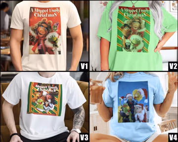A Muppet Family Christmas V1-V4 Natural T Shirt movie poster retro vintage Cotton Men's Women's gift present