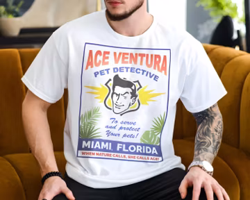 Ace Ventura Pet Detective V5 Natural T Shirt movie poster retro vintage Cotton Men's Women's gift present