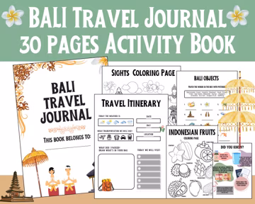 Bali Travel Journal, Kids Travel Activities,Printable coloring and learning activities, Indonesian Flag craft, toddler plane entertainment