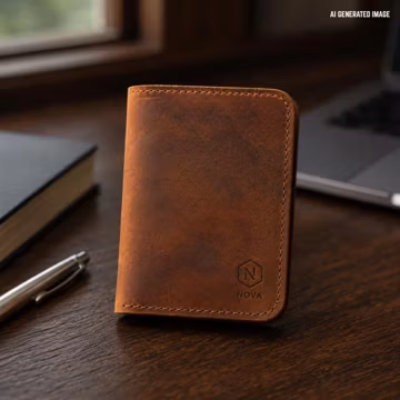 Custom Logo Leather Card Wallet, Branded Employee Gift, Corporate Client Gift, Full Grain Leather Card Holder