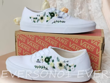Custom Embroidered Vans: Floral Wedding Sneakers, Bridal Gift
